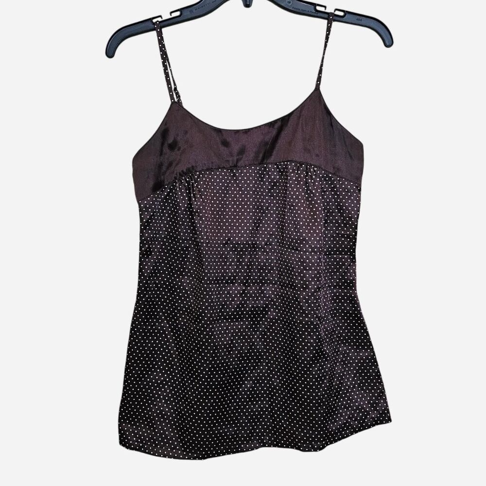 y2k twee indie sleaze brown white polka dot camisole